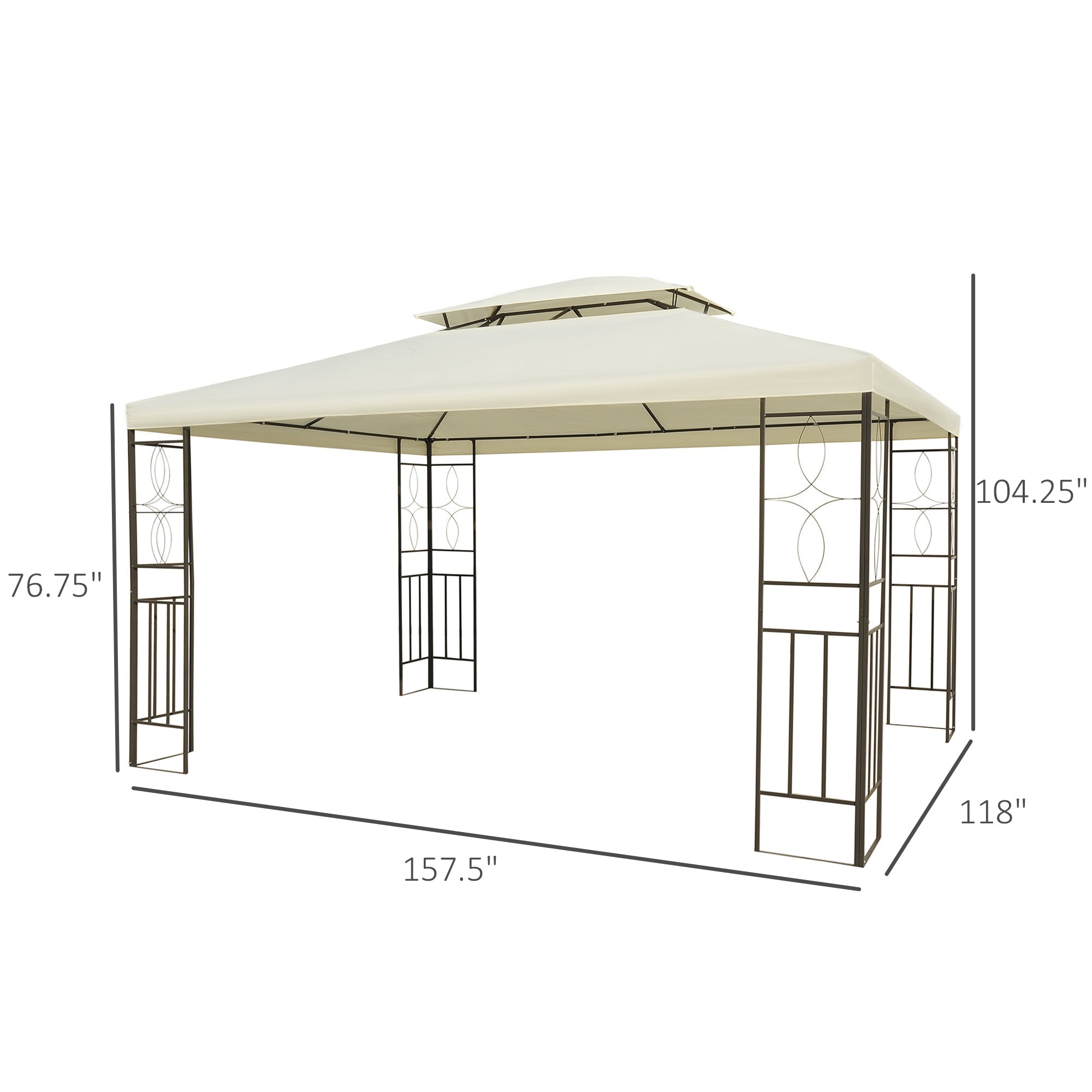 10x13ft Steel Gazebo Sun Shelter Patio Outdoor Party Event Canopy Vented Roof Cream White Gazebos   at Gallery Canada