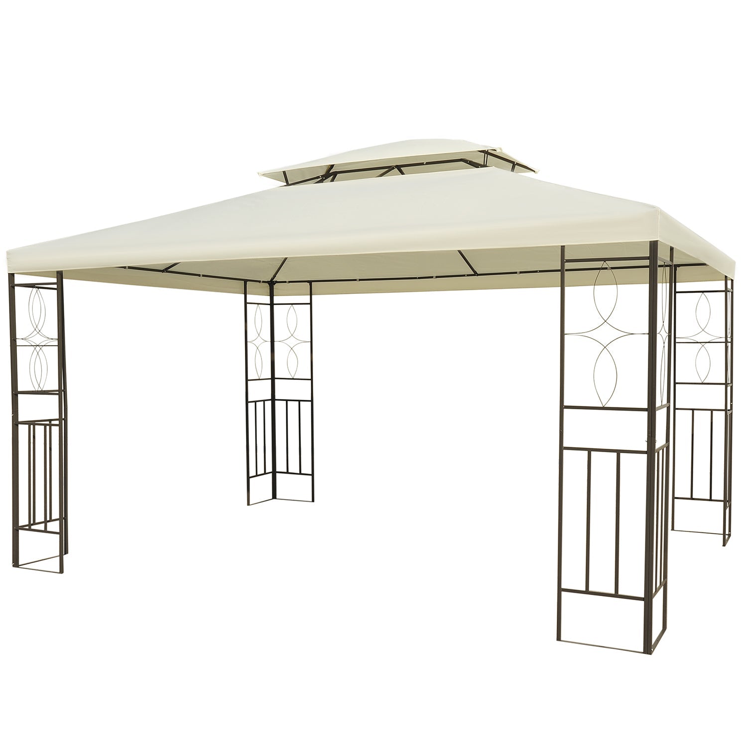 10x13ft Steel Gazebo Sun Shelter Patio Outdoor Party Event Canopy Vented Roof Cream White Gazebos Cream White and Black  at Gallery Canada