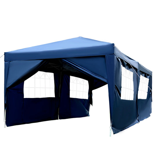10x20ft Pop up Canopy Instant Party Tent Folding Portable Outdoor with 6 Sidewalls Blue - Gallery Canada