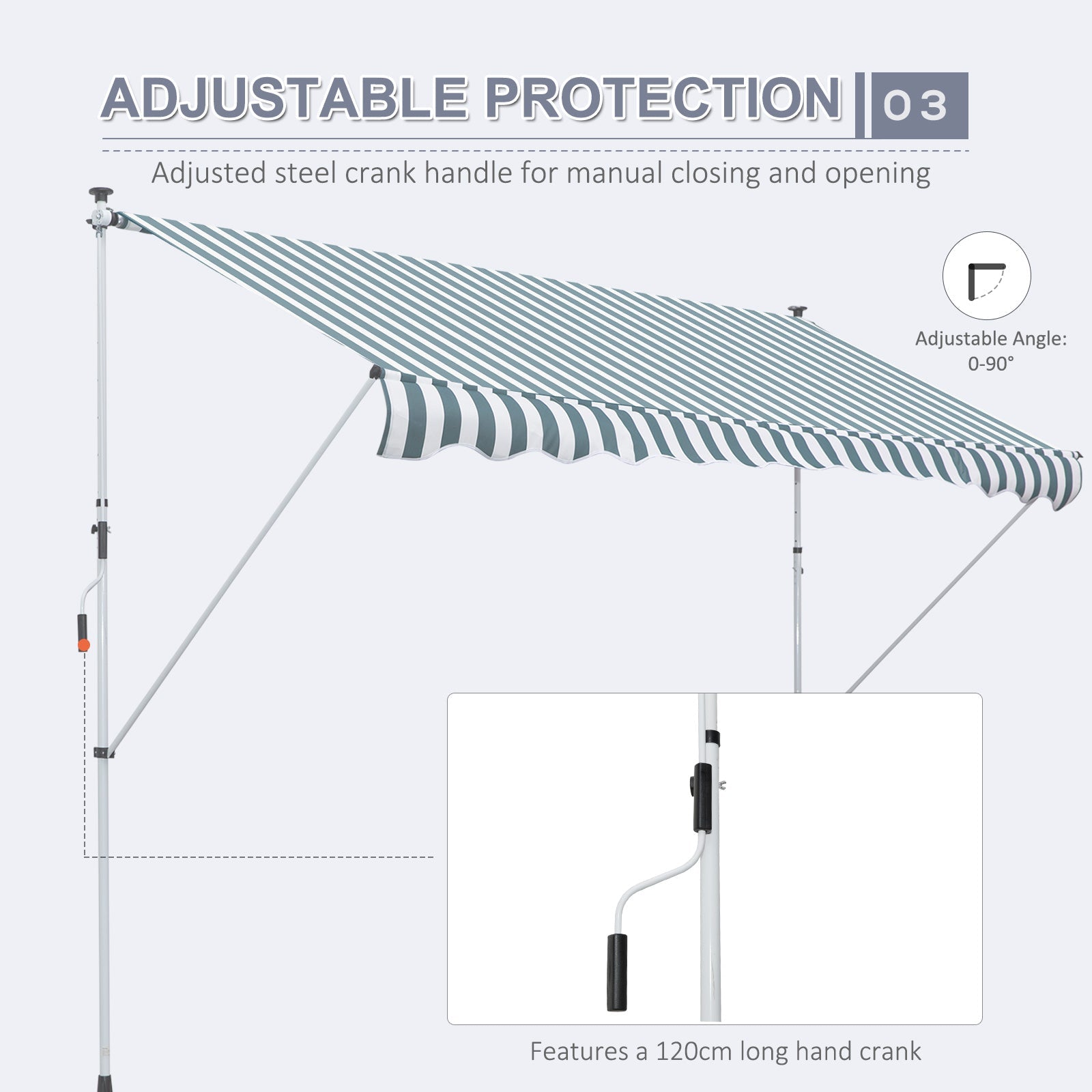 Manual Retractable 10x5ft Awning, Water-Resistant UV Shade for Patio, Green Door Awnings   at Gallery Canada