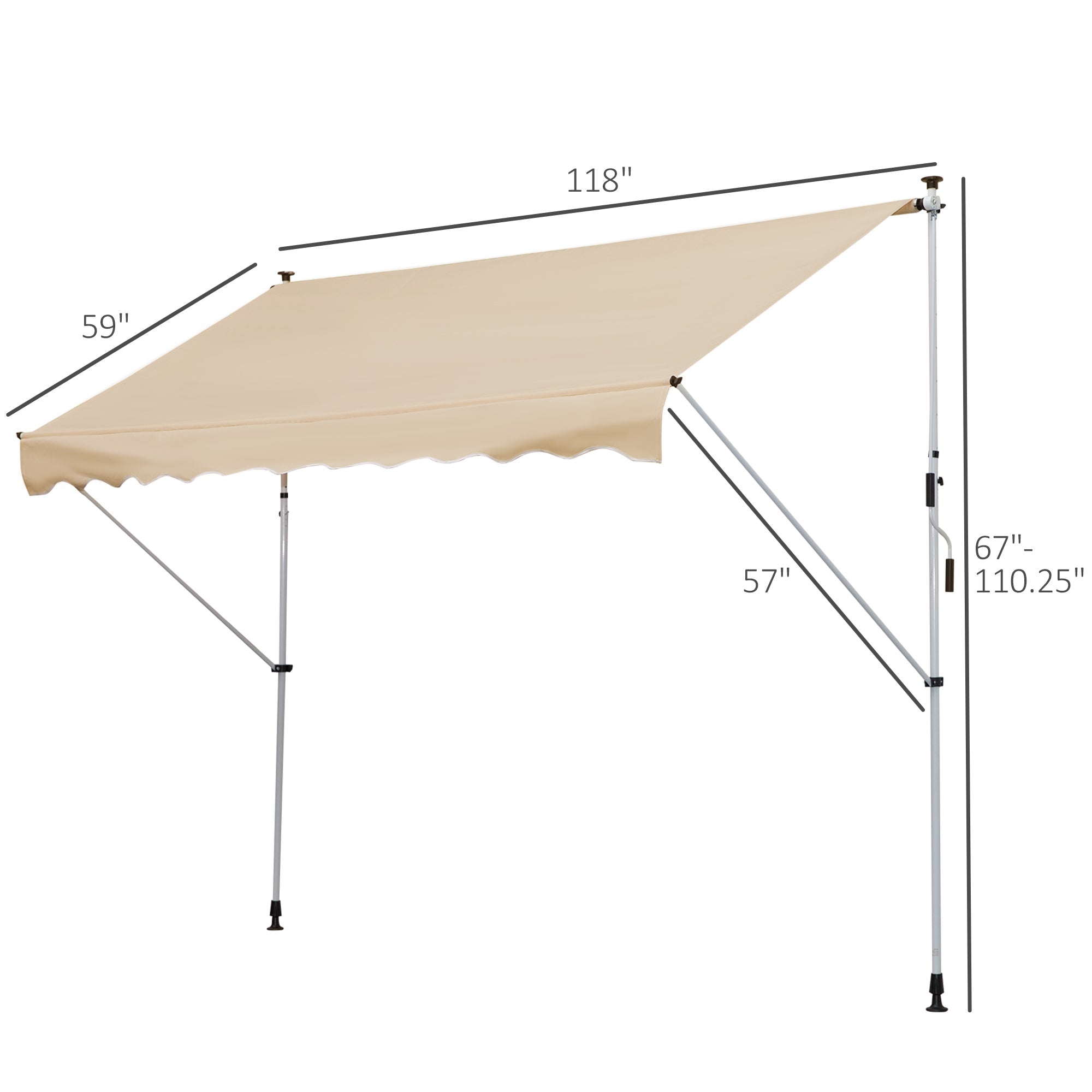 Manual Retractable Awning 10x5ft, Water-Resistant UV Protector, Beige Door Awnings Beige  at Gallery Canada