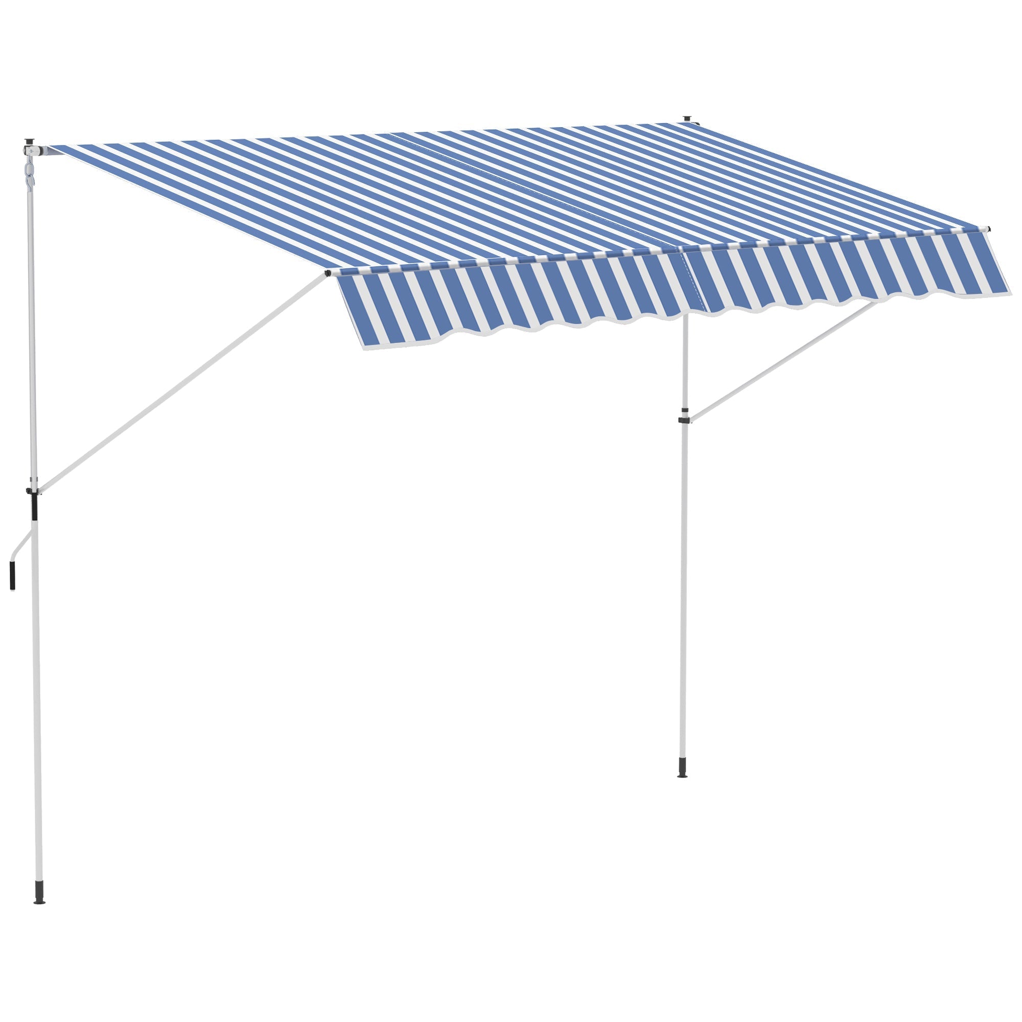 Manual Retractable 10x5ft Awning, Water-Resistant UV Protector, Blue/White Door Awnings Blue and White  at Gallery Canada