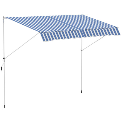 Manual Retractable 10x5ft Awning, Water-Resistant UV Protector, Blue/White Door Awnings Blue and White  at Gallery Canada