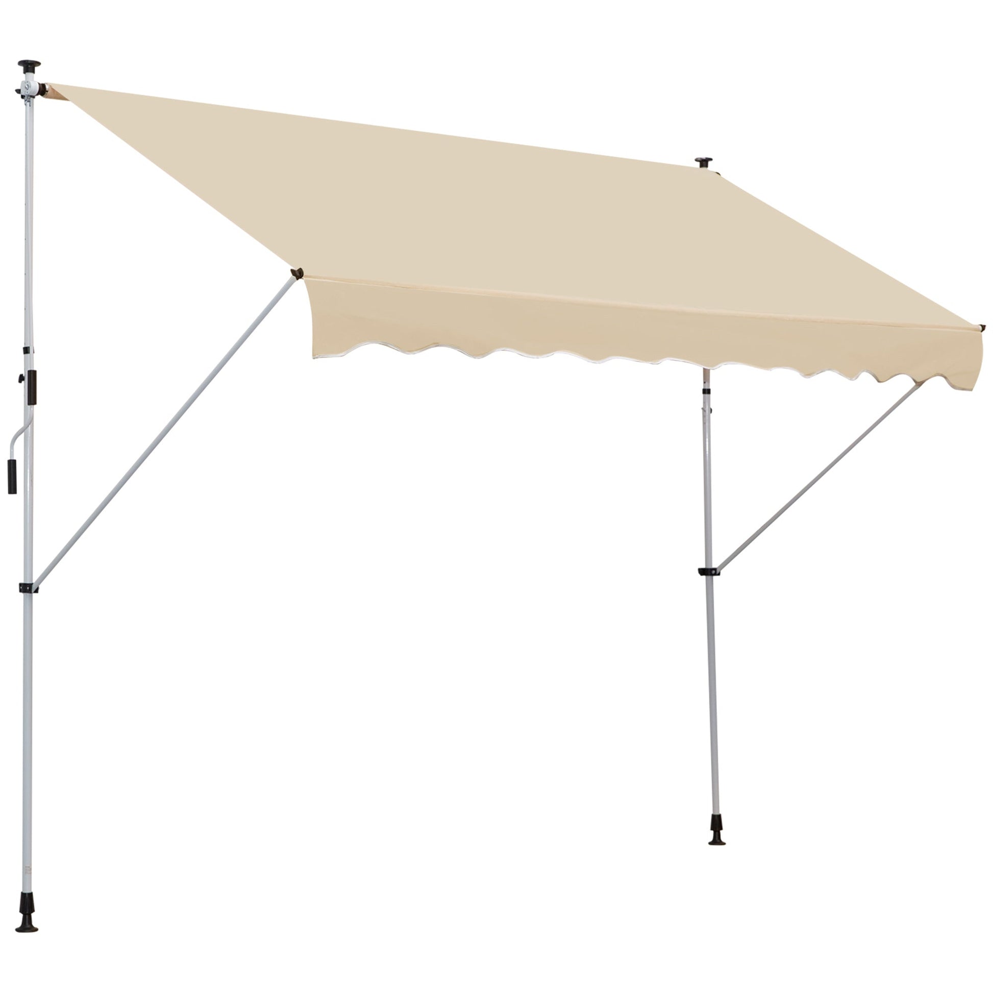 Manual Retractable Awning 10x5ft, Water-Resistant UV Protector, Beige Door Awnings   at Gallery Canada