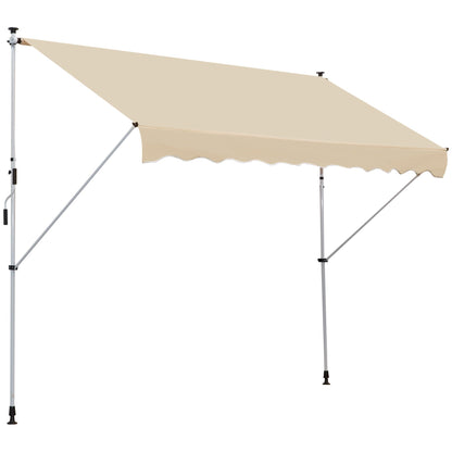 Manual Retractable Awning 10x5ft, Water-Resistant UV Protector, Beige Door Awnings   at Gallery Canada