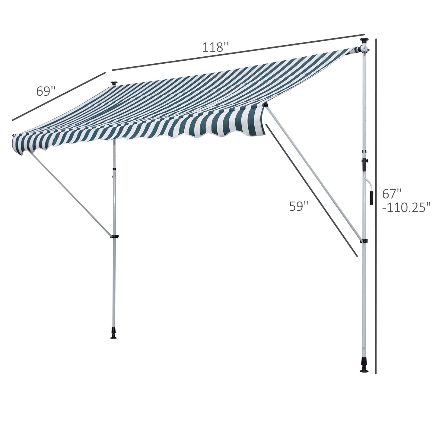 Manual Retractable 10x5ft Awning, Water-Resistant UV Shade for Patio, Green Door Awnings   at Gallery Canada