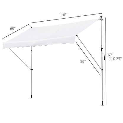 10x5ft Manual Retractable Patio Awning Window Door Sun Shade Deck Canopy Shelter Water Resistant UV Protector White Window Awnings   at Gallery Canada