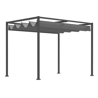 10x7ft Metal Frame Pergola Gazebo with Retractable Canopy Outdoor Patio Sun Shelter Garden Grape Tent Water-resistant Yard Shade Grey Pergolas Multi Colour  at Gallery Canada