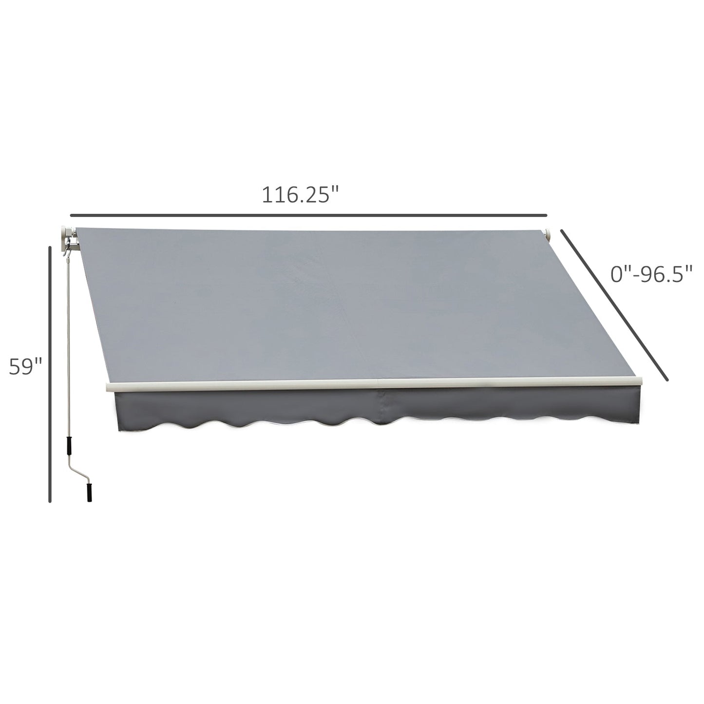 10x8ft Patio Awning Manual Retractable Sun Shade Aluminum Frame Grey Deck Awnings   at Gallery Canada