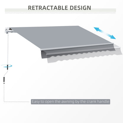 10x8ft Patio Awning Manual Retractable Sun Shade Aluminum Frame Grey Deck Awnings   at Gallery Canada