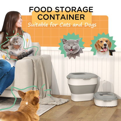 11-55lb Dog Food Storage Container Collapsible Design with Airtight Lids, Rolling Wheels, Cup, Bowl, Spoon, Grey Dog Bowls   at Gallery Canada