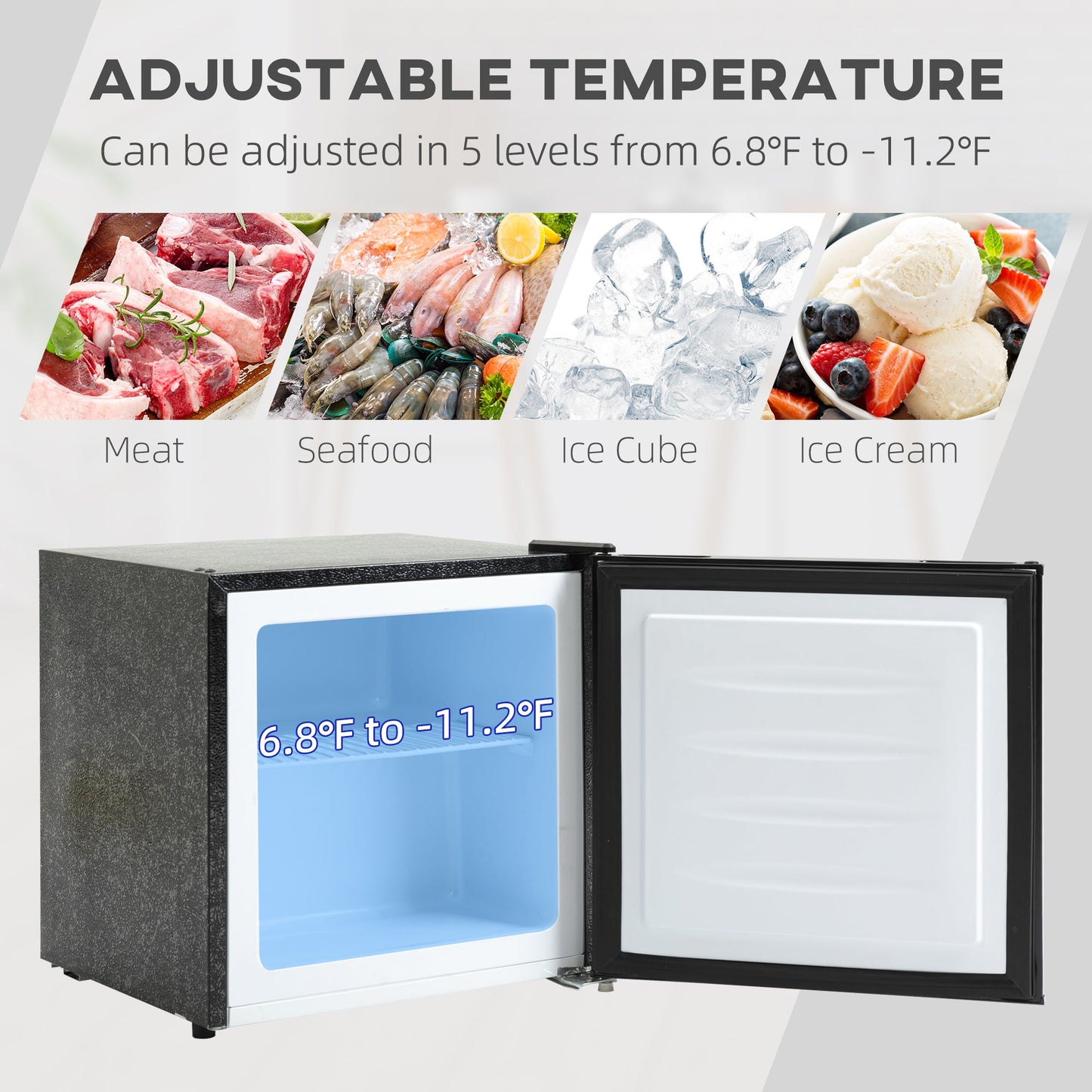 1.1 Cu. Ft. Mini Freezer, Compact Upright Freezer with Reversible Door, Removable Shelf, Adjustable Temperature, Black Small Kitchen Appliances   at Gallery Canada