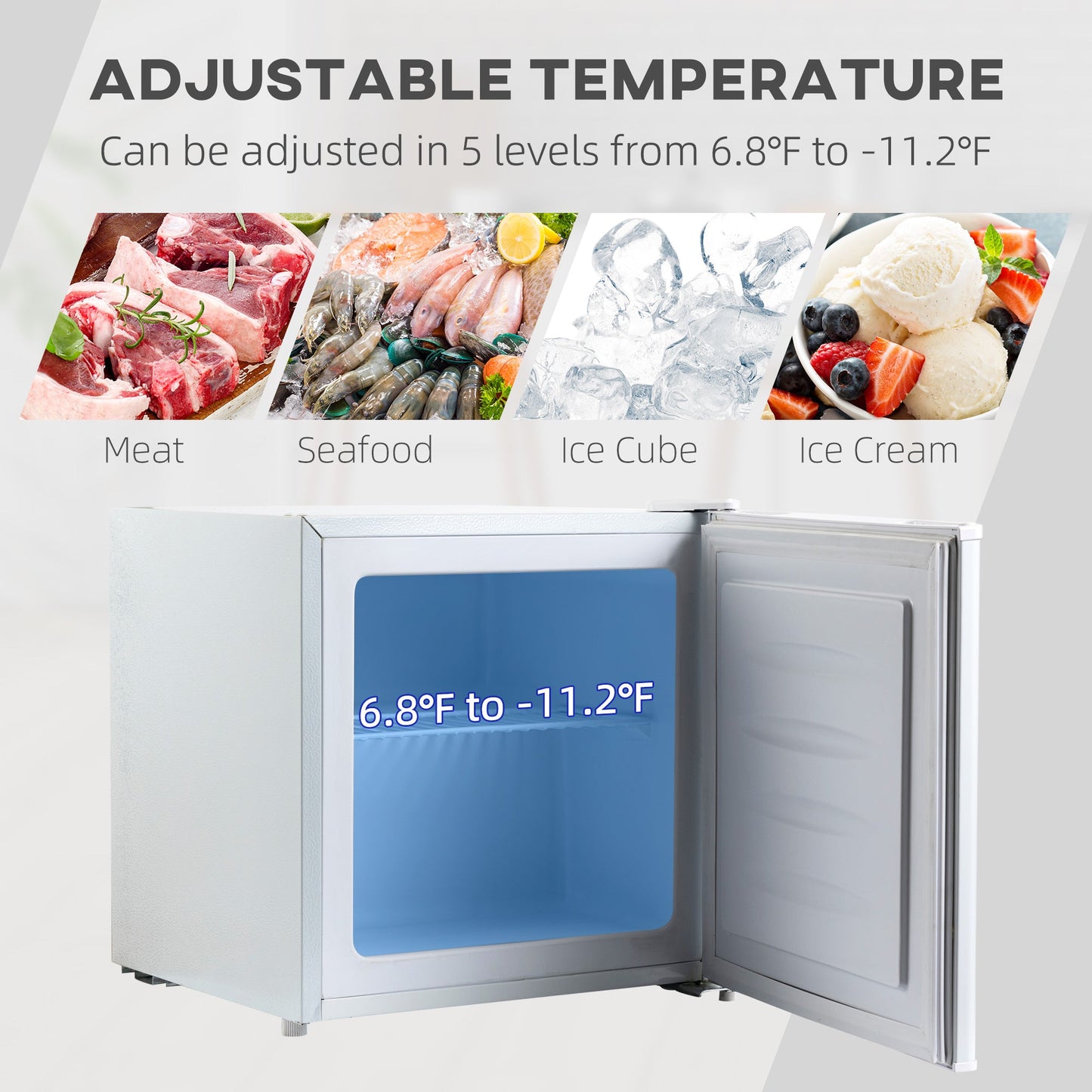 1.1 Cu. Ft. Mini Freezer, Compact Upright Freezer with Reversible Door, Removable Shelf, Adjustable Temperature, White Small Kitchen Appliances   at Gallery Canada