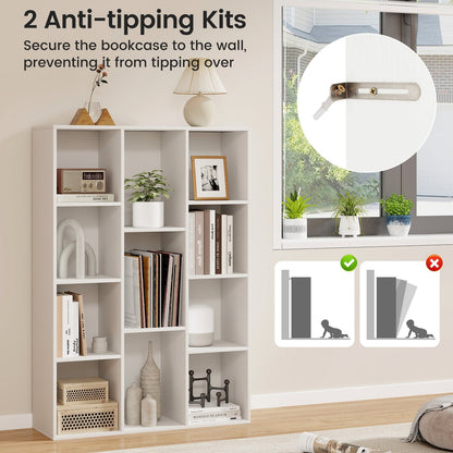 11-Cube Multifunctional Book Storage Organizer Display Cabinet with Anti-tipping Kits, White Bookcases   at Gallery Canada