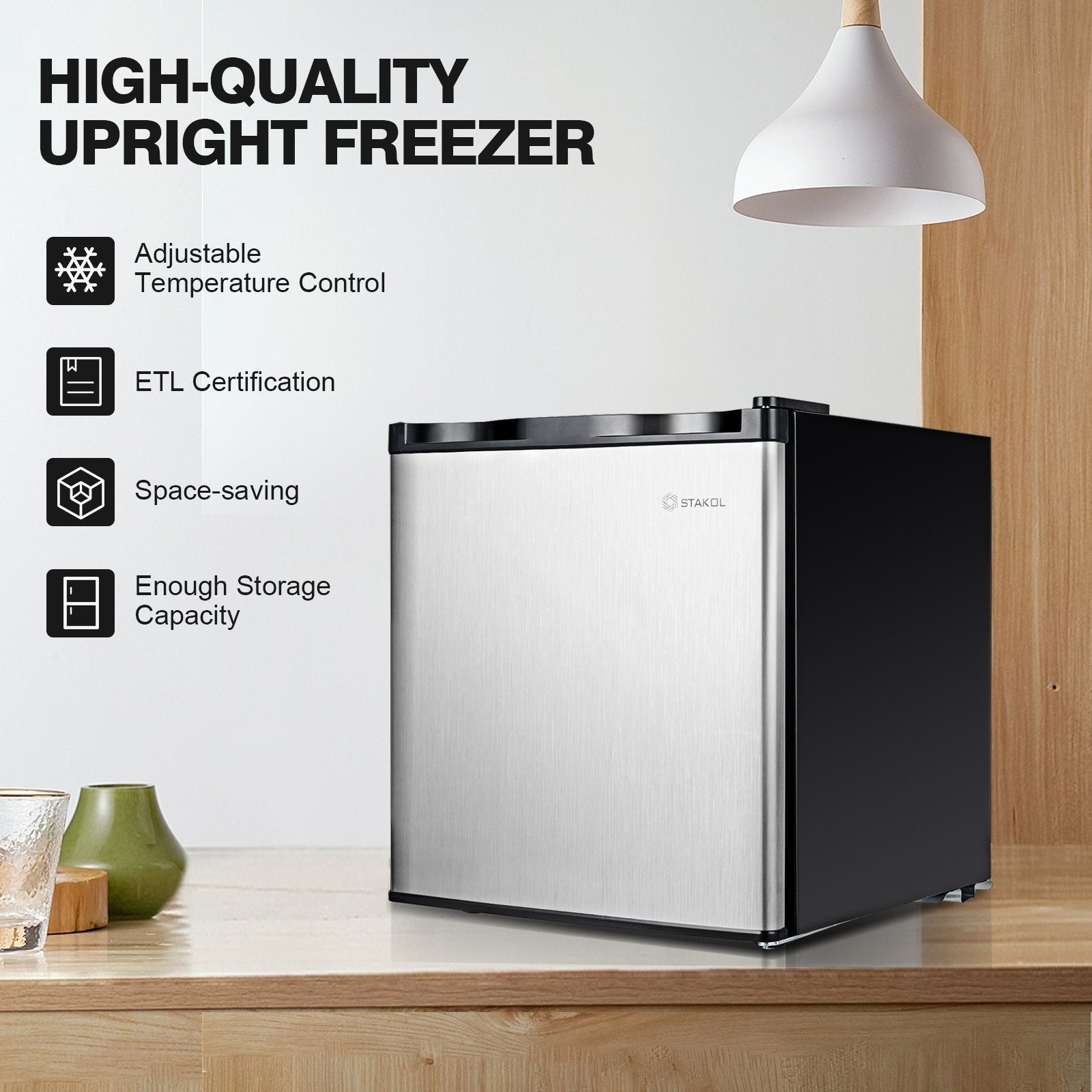 1.1 cu.ft. Compact Single Door Mini Upright Freezer, Black & White Freezers   at Gallery Canada