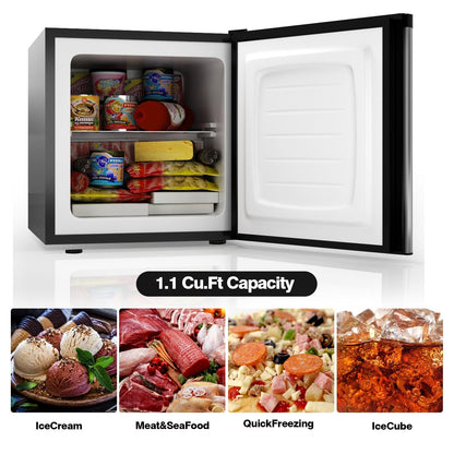 1.1 cu.ft. Compact Single Door Mini Upright Freezer, Black & White Freezers   at Gallery Canada