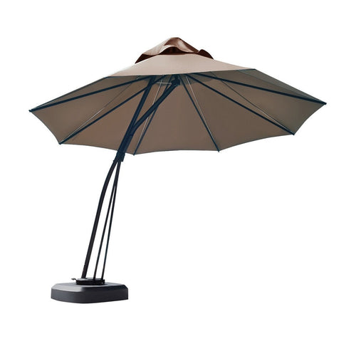 11 Feet Outdoor Cantilever Hanging Umbrella with Base and Wheels, Tan