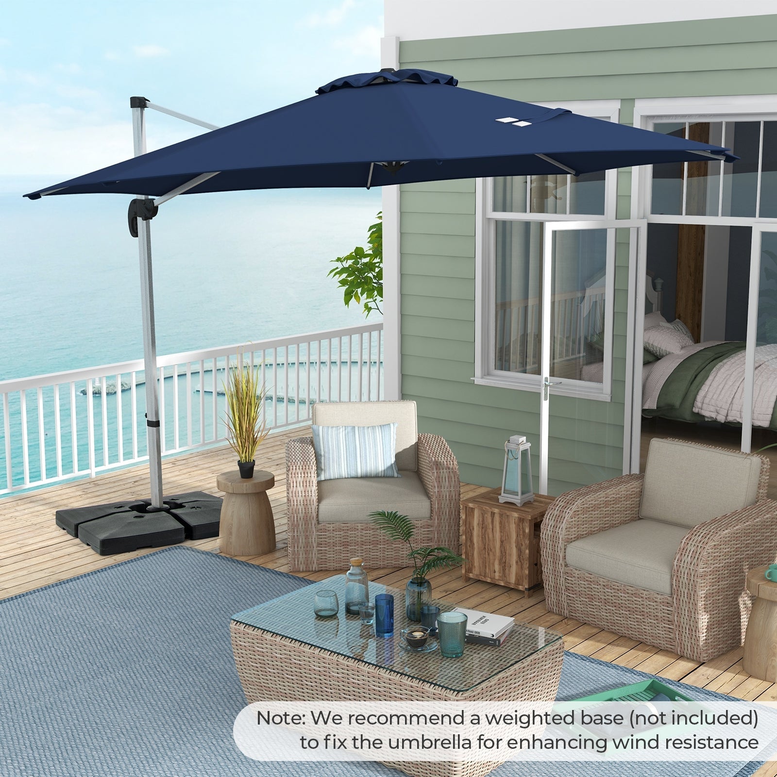 11 FT Outdoor Patio Umbrella with 360° Rotation and Adjustable Tilt, Navy Outdoor Umbrellas   at Gallery Canada