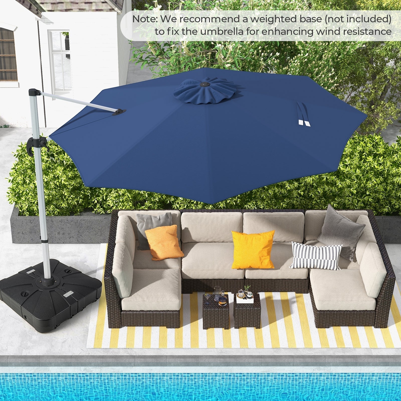 11 FT Outdoor Patio Umbrella with 360° Rotation and Adjustable Tilt, Navy Outdoor Umbrellas   at Gallery Canada