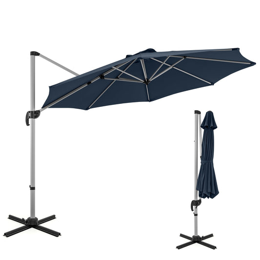 11 FT Outdoor Patio Umbrella with 360° Rotation and Adjustable Tilt, Navy Outdoor Umbrellas Navy  at Gallery Canada