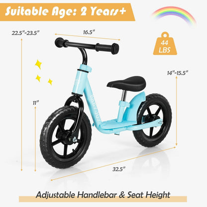 11 Inch Kids No Pedal Balance Training Bike with Footrest, Blue Balance Bikes   at Gallery Canada