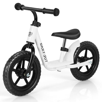 11 Inch Kids No Pedal Balance Training Bike with Footrest, White Balance Bikes   at Gallery Canada