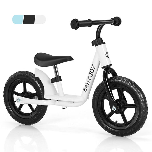 11 Inch Kids No Pedal Balance Training Bike with Footrest, White Balance Bikes   at Gallery Canada