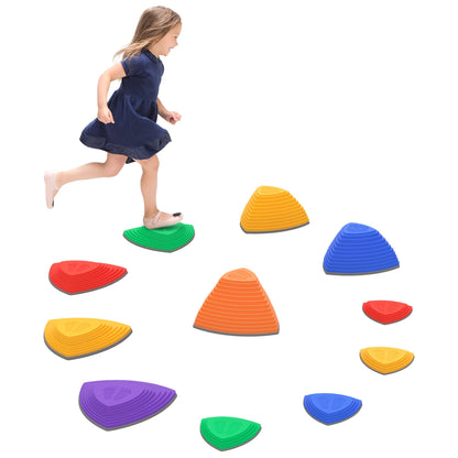 11 PCs Stepping Stones Kids with Non-slip Rubber, Stackable Balance River Stones for Obstacle Course Sensory Play, Outdoor Indoor for 3-8 Years Old Gym Sets & Swings Multi Colour  at Gallery Canada