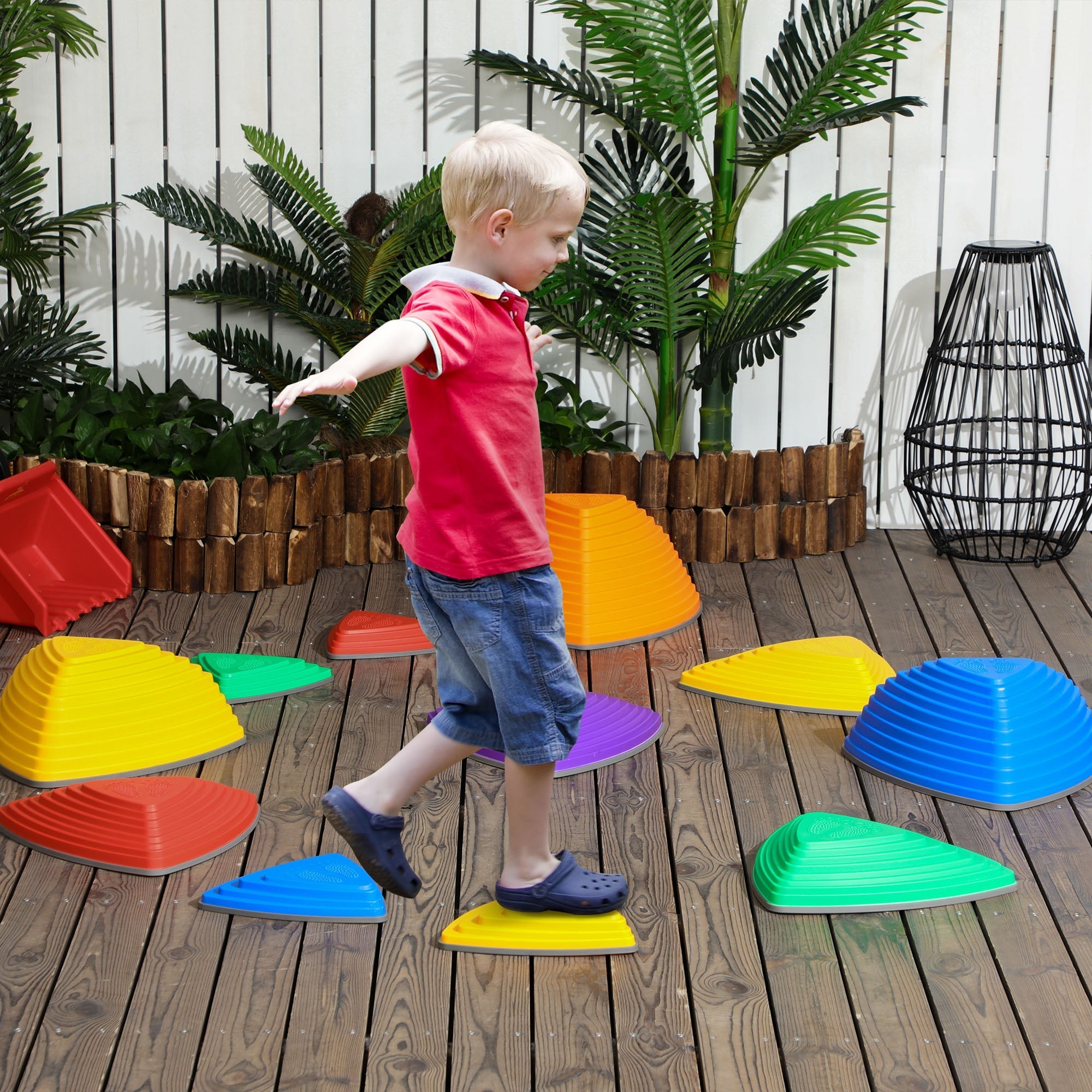 11 PCs Stepping Stones Kids with Non-slip Rubber, Stackable Balance River Stones for Obstacle Course Sensory Play, Outdoor Indoor for 3-8 Years Old Gym Sets & Swings   at Gallery Canada