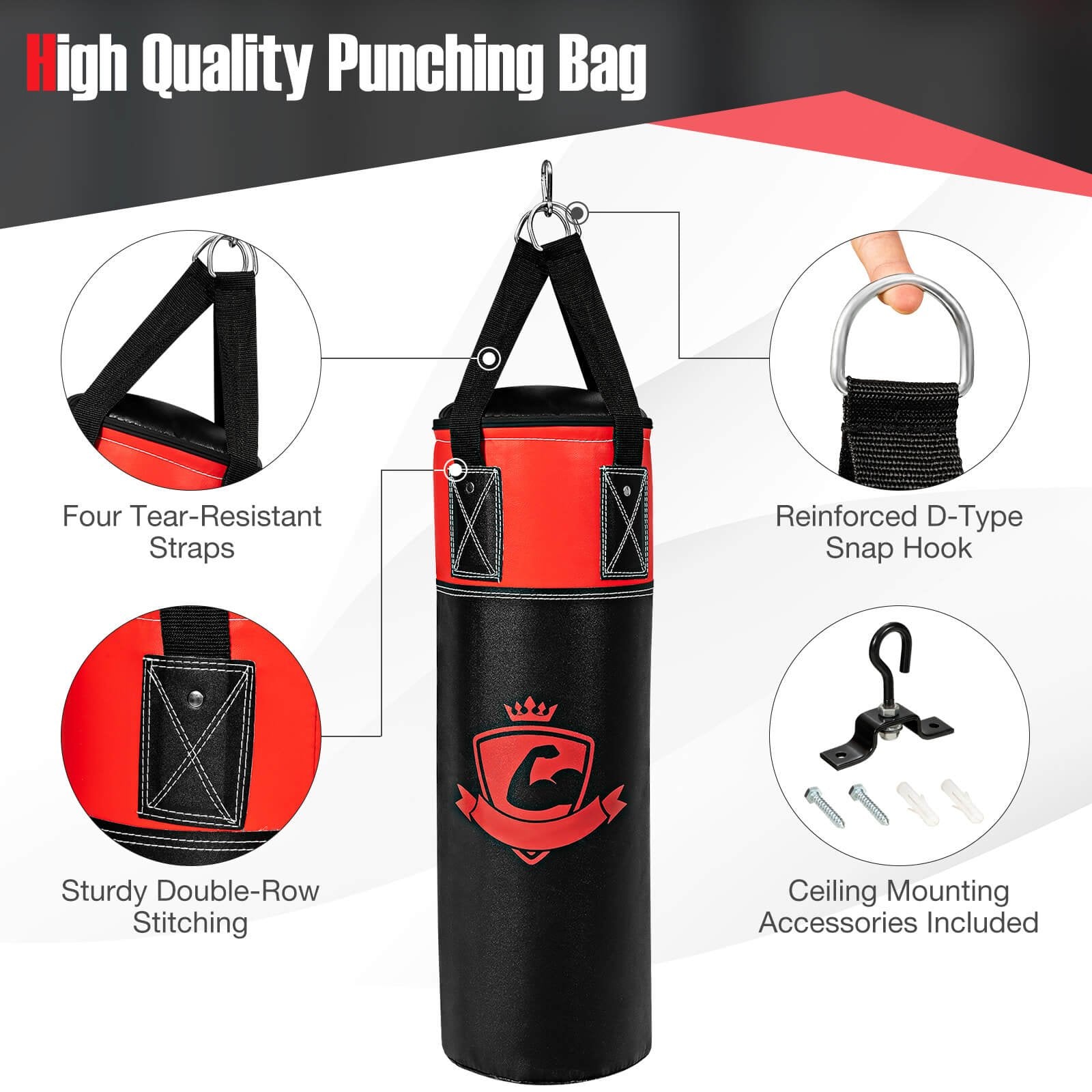 11 Pounds Kids Hanging Punching Bag Set with Punching Gloves, Black Boxing & Martial Arts   at Gallery Canada