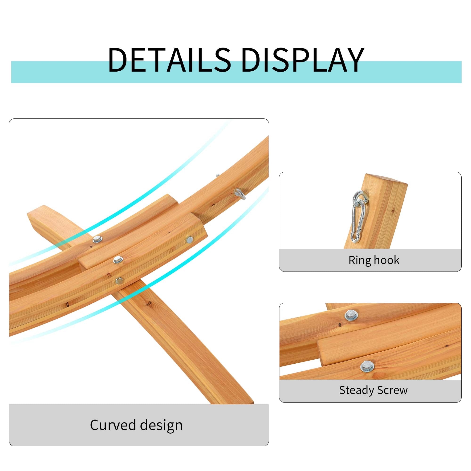 11' Wooden Hammock Stand Universal Garden Picnic Camp Accessories, Curved Arc Design Stand, 264lbs Capacity Hammock Stands   at Gallery Canada