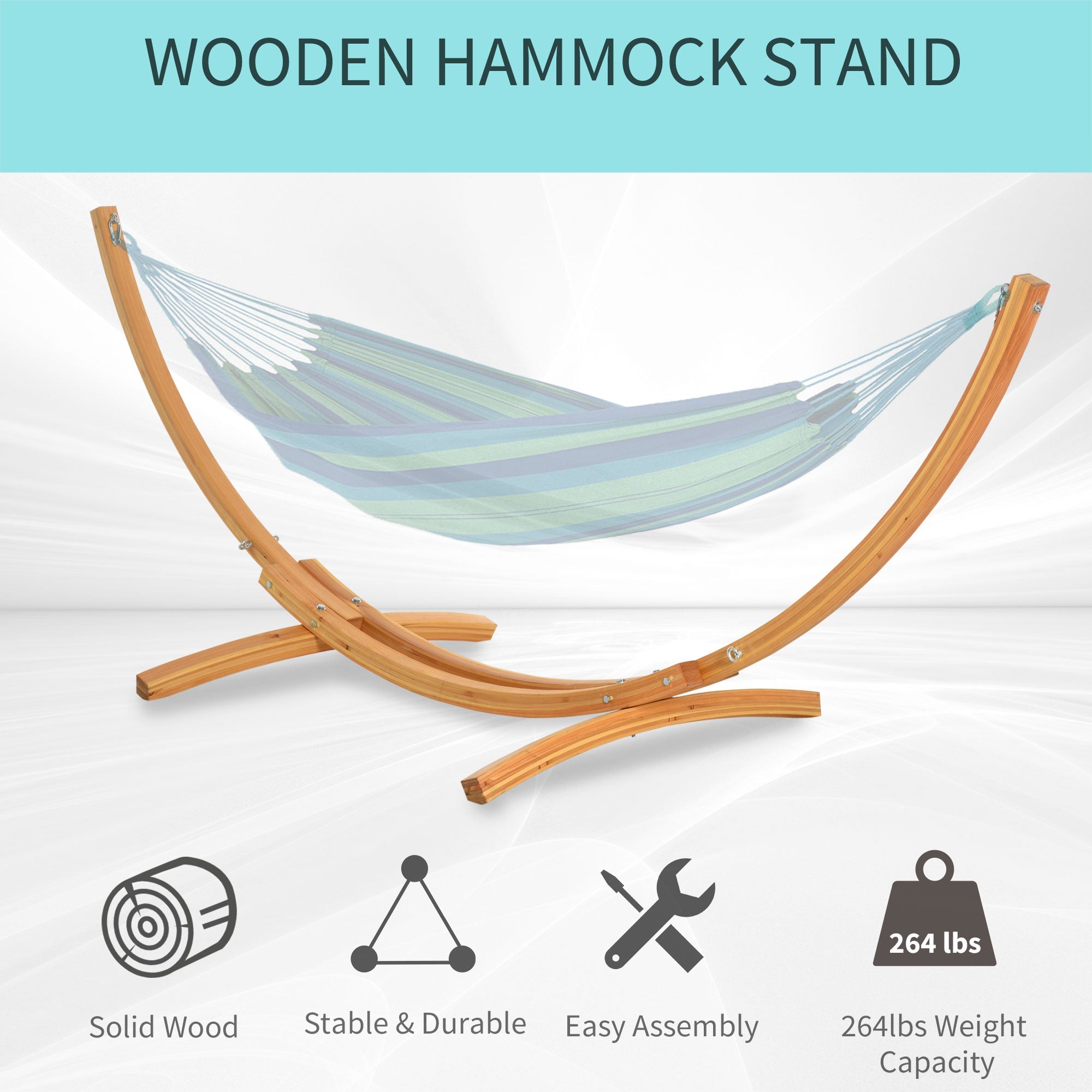 11' Wooden Hammock Stand Universal Garden Picnic Camp Accessories, Curved Arc Design Stand, 264lbs Capacity Hammock Stands   at Gallery Canada