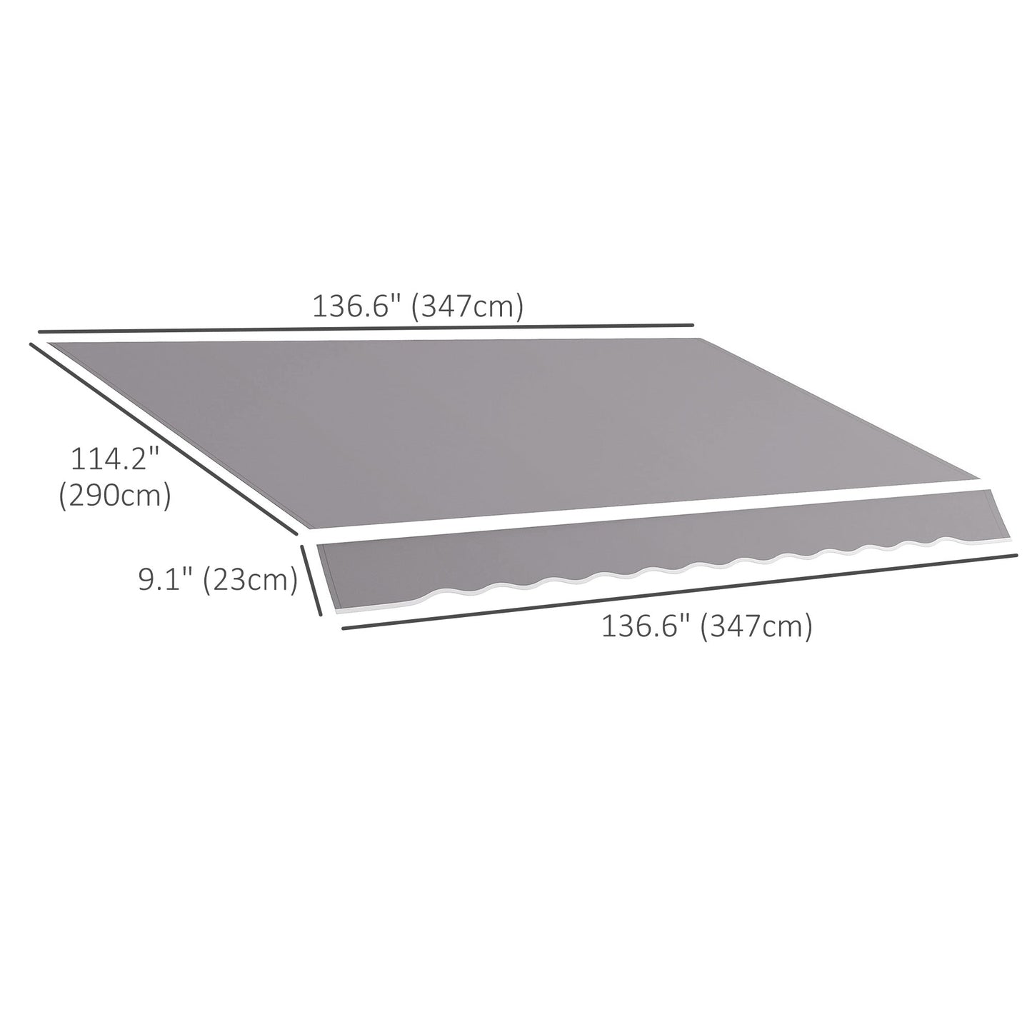 11' x 10' Outdoor Sunshade Canopy Awning Cover, Retractable Awning Fabric Replacement, UV Protection, Light Grey Awning Fabric Replacement   at Gallery Canada