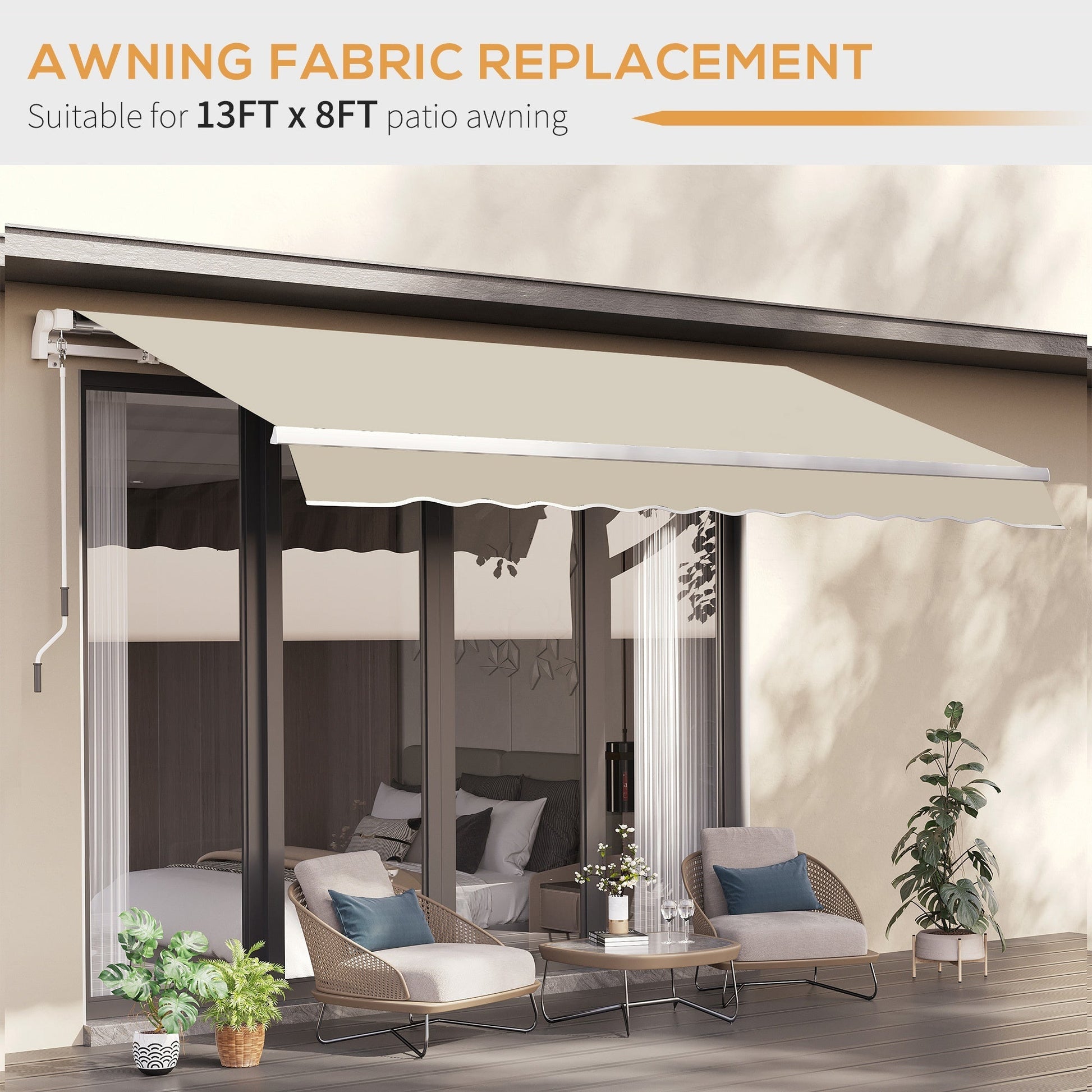 11' x 10' Retractable Awning Fabric Replacement Outdoor Sunshade Canopy Awning Cover, UV Protection, Cream White Awning Fabric Replacement   at Gallery Canada