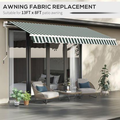 11' x 10' Retractable Awning Fabric Replacement Outdoor Sunshade Canopy Awning Cover, UV Protection, Green and White Awning Fabric Replacement   at Gallery Canada