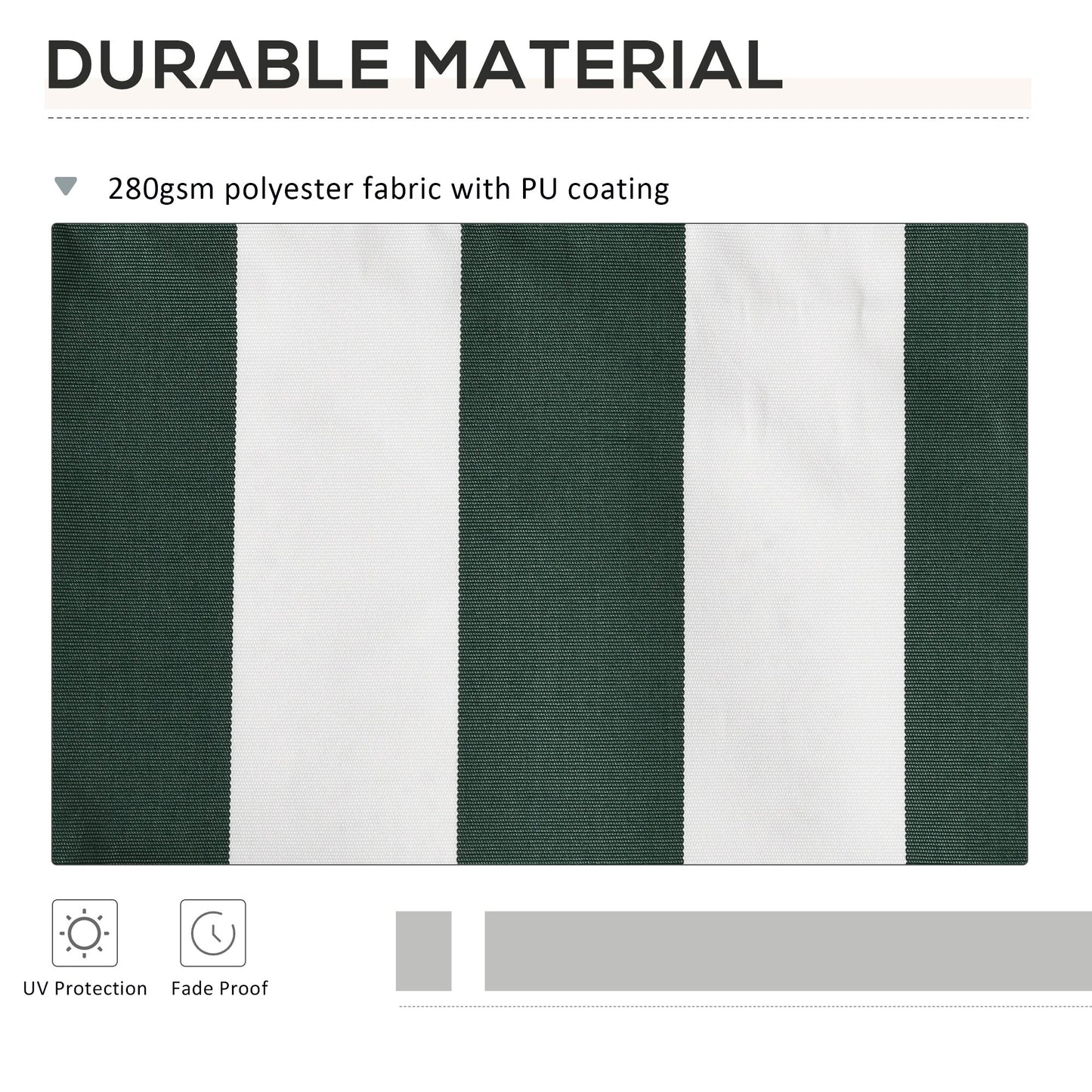 11' x 10' Retractable Awning Fabric Replacement Outdoor Sunshade Canopy Awning Cover, UV Protection, Green and White Awning Fabric Replacement   at Gallery Canada