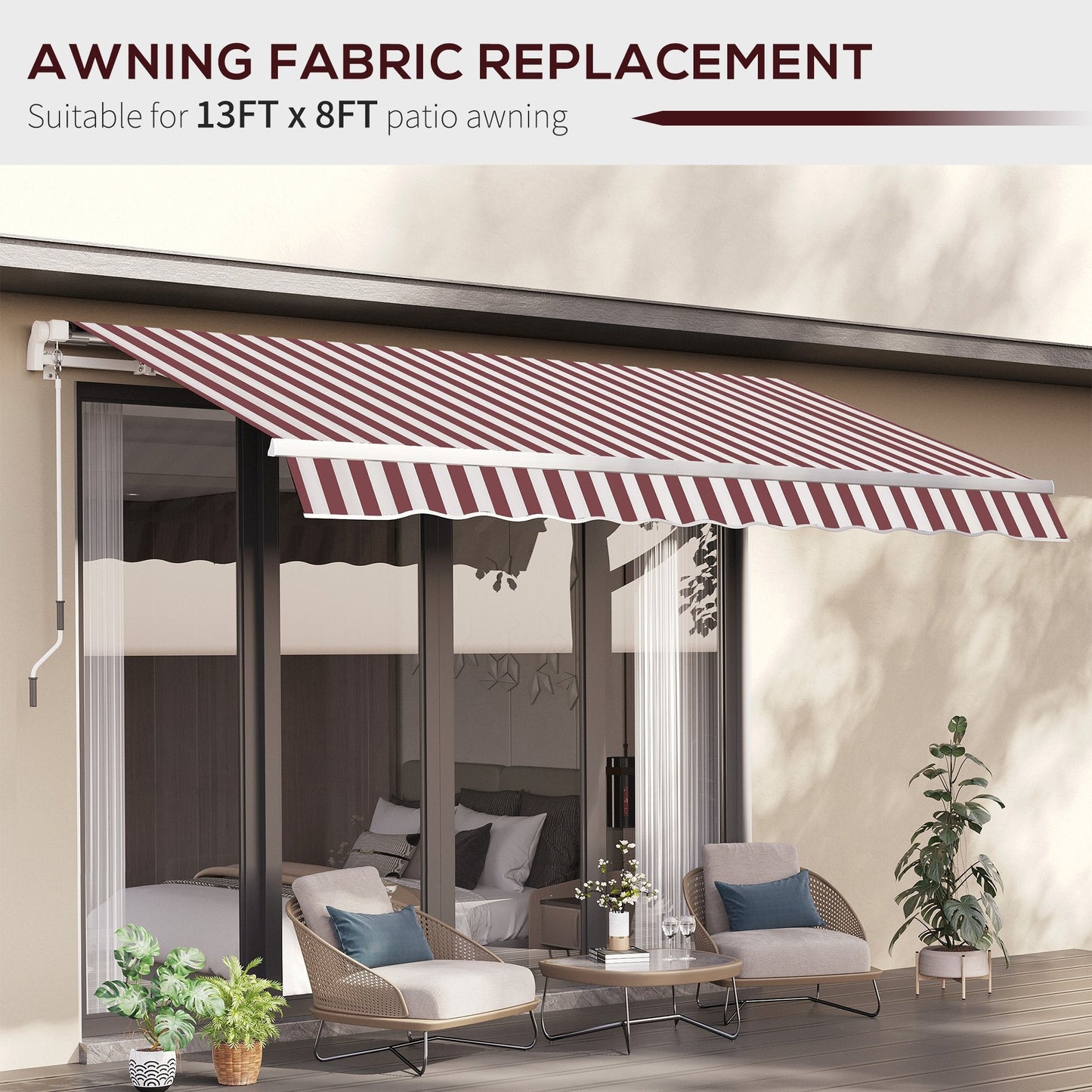 11' x 10' Retractable Awning Fabric Replacement Outdoor Sunshade Canopy Awning Cover, UV Protection, Red &; White Awning Fabric Replacement   at Gallery Canada