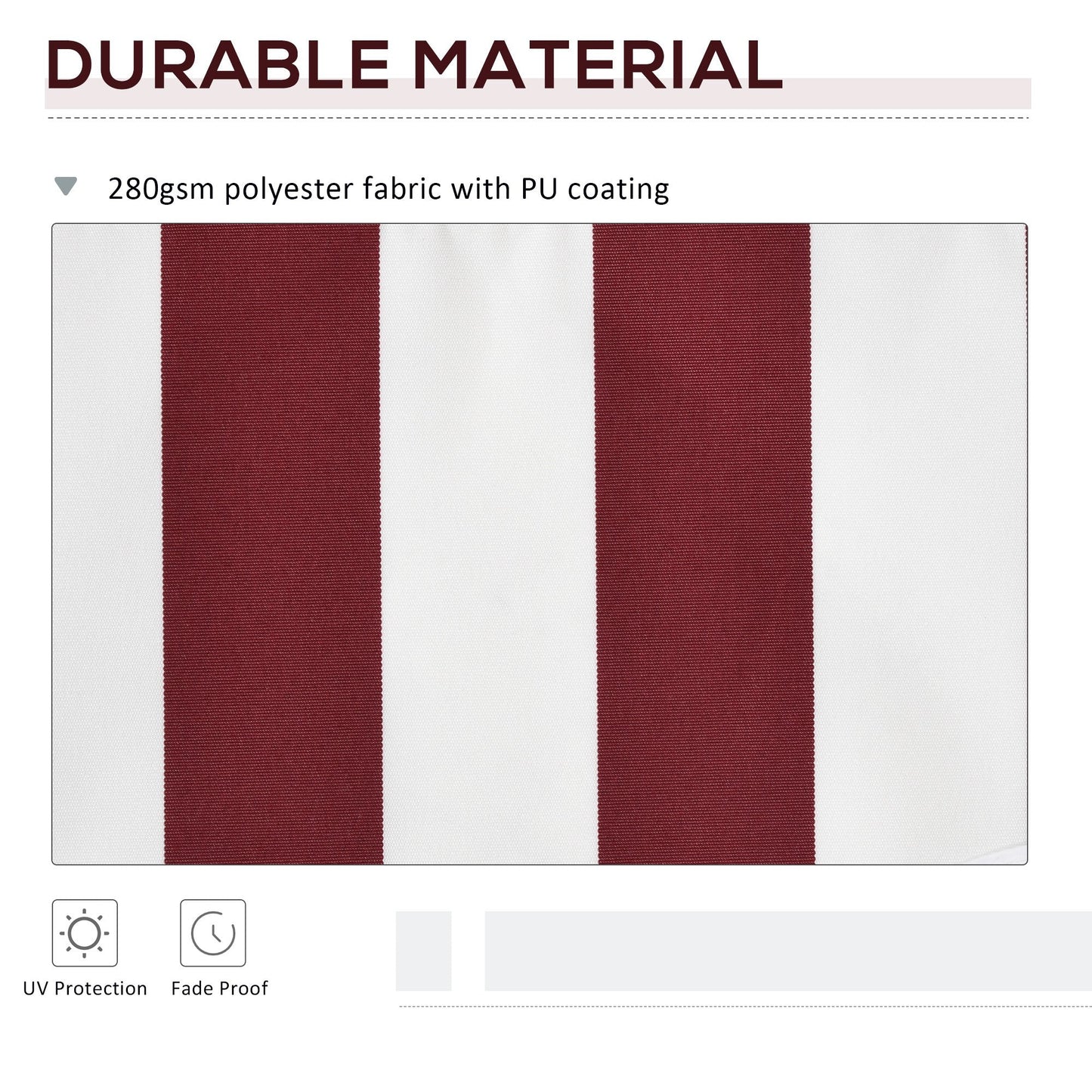 11' x 10' Retractable Awning Fabric Replacement Outdoor Sunshade Canopy Awning Cover, UV Protection, Red &; White Awning Fabric Replacement   at Gallery Canada