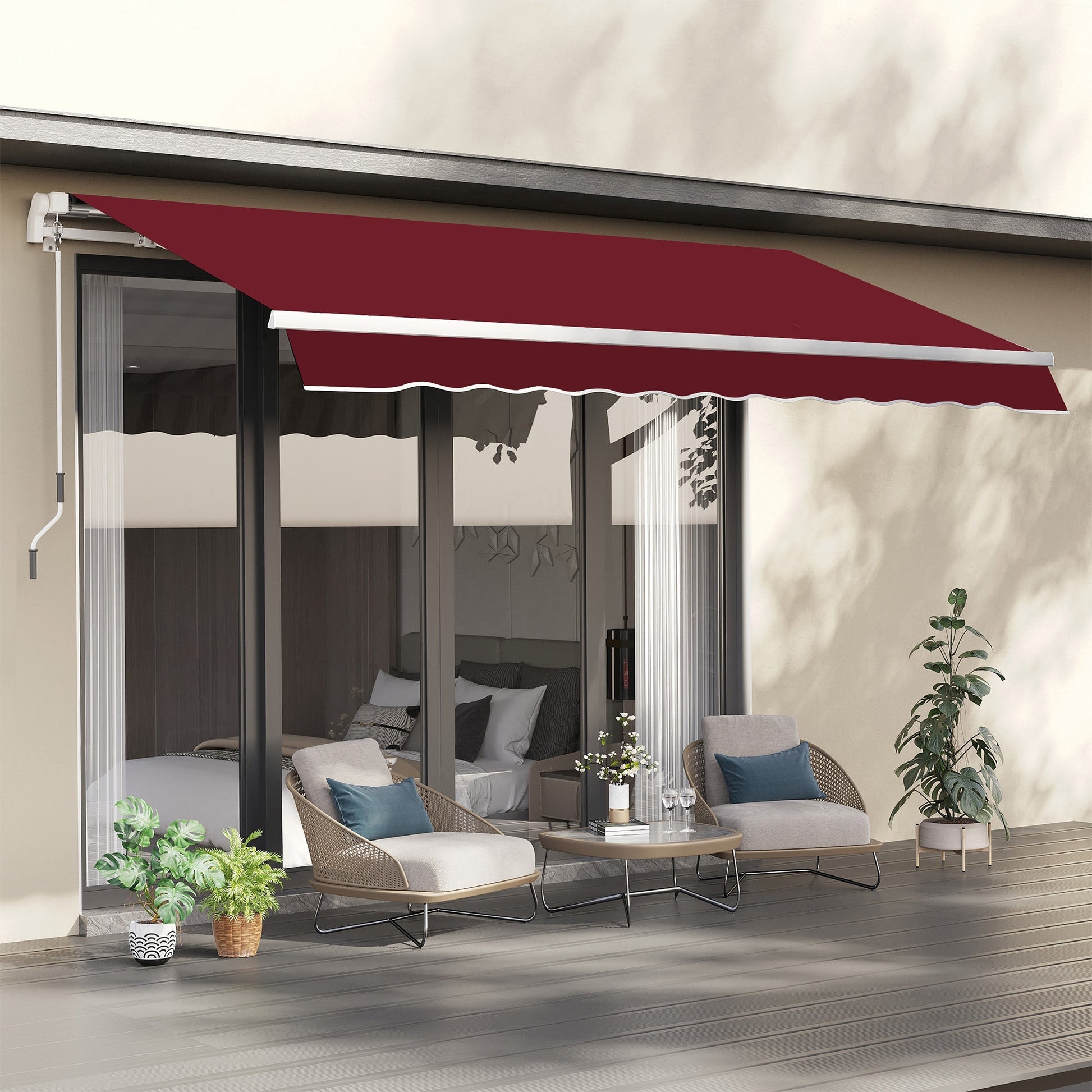 11' x 10' Retractable Awning Fabric Replacement Outdoor Sunshade Canopy Awning Cover, UV Protection, Wine Red Awning Fabric Replacement   at Gallery Canada