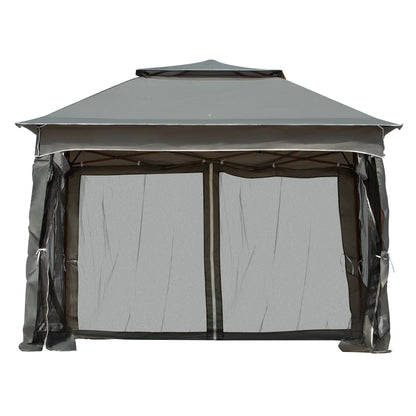 11' x 11' Pop Up Canopy 2-Tier Soft Top Shelter Event Tent w/ Netting Carry Bag for Patio Backyard Garden, Dark Grey Pop Up Canopies Dark Grey  at Gallery Canada