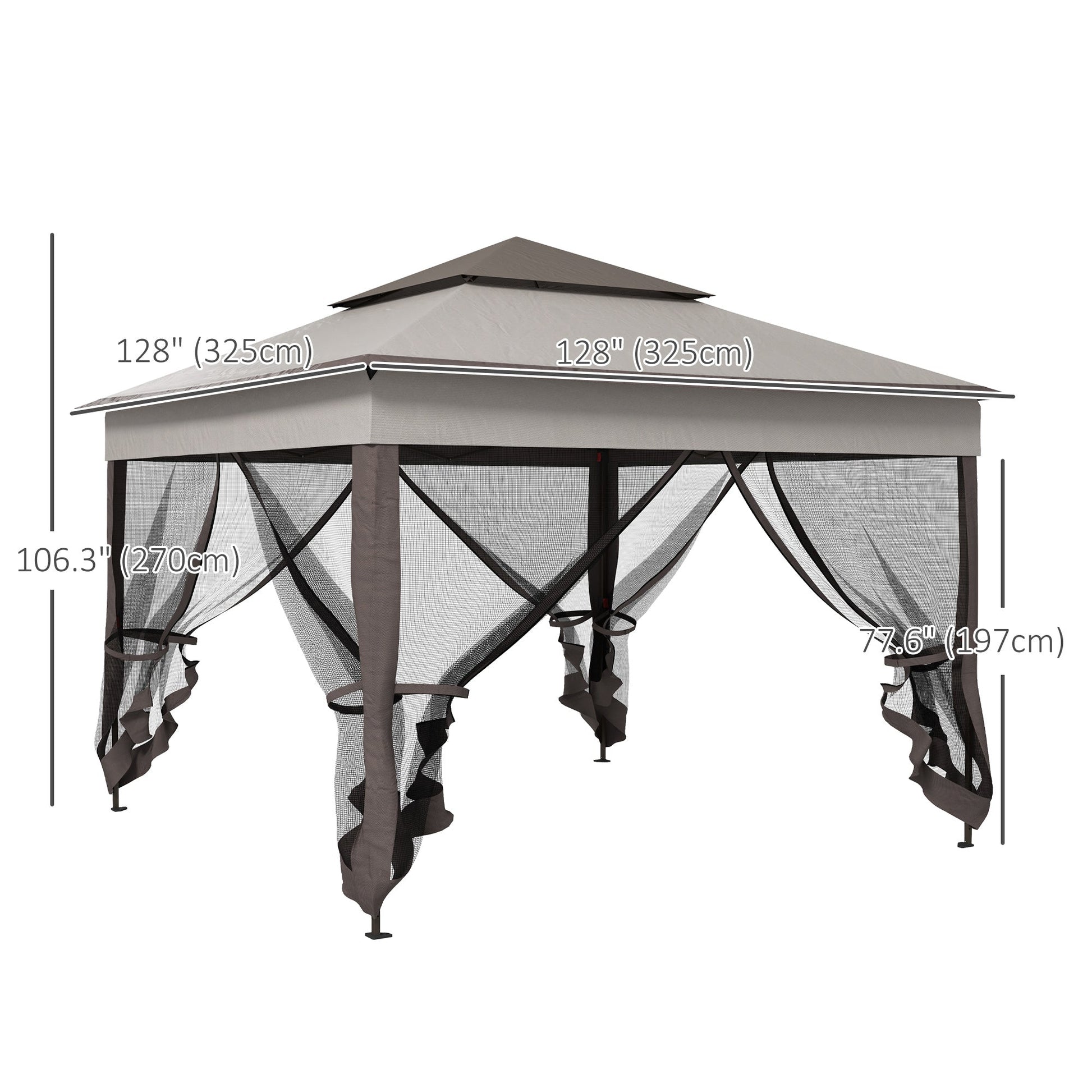 11' x 11' Pop Up Canopy 2-Tier Soft Top Shelter Event Tent w/ Netting Carry Bag for Patio Backyard Garden, Grey Pop Up Canopies Multi Colour  at Gallery Canada