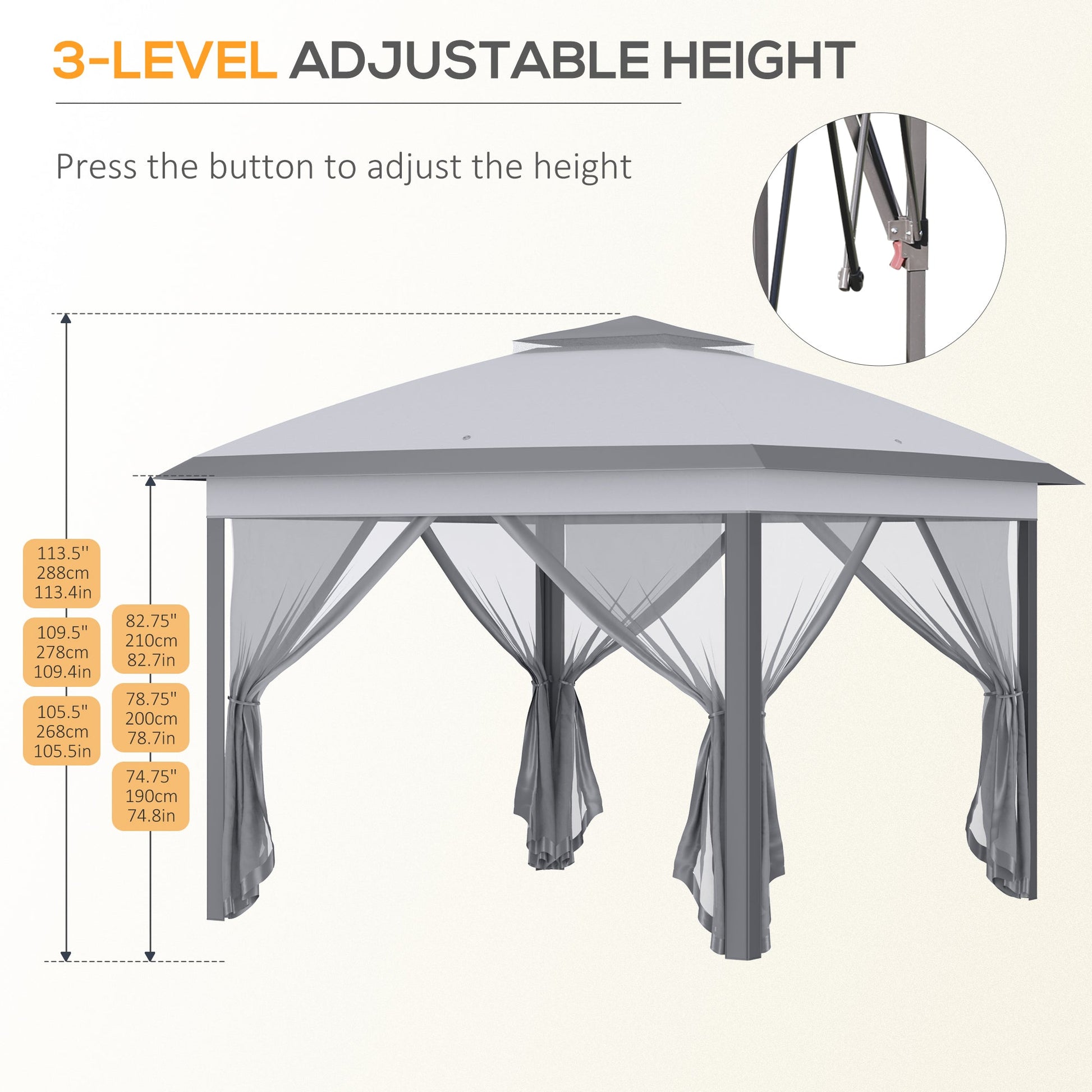 11' x 11' Double Roof Pop Up Gazebo with Mesh Walls and Carry Bag, Gray Pop Up Canopies   at Gallery Canada