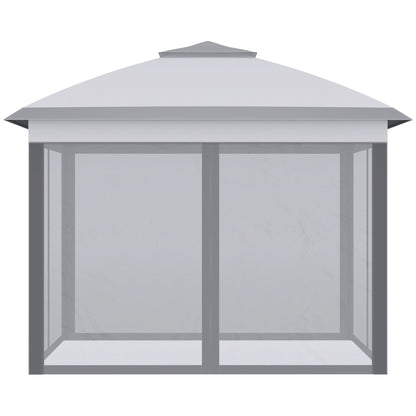 11' x 11' Double Roof Pop Up Gazebo with Mesh Walls and Carry Bag, Gray Pop Up Canopies   at Gallery Canada