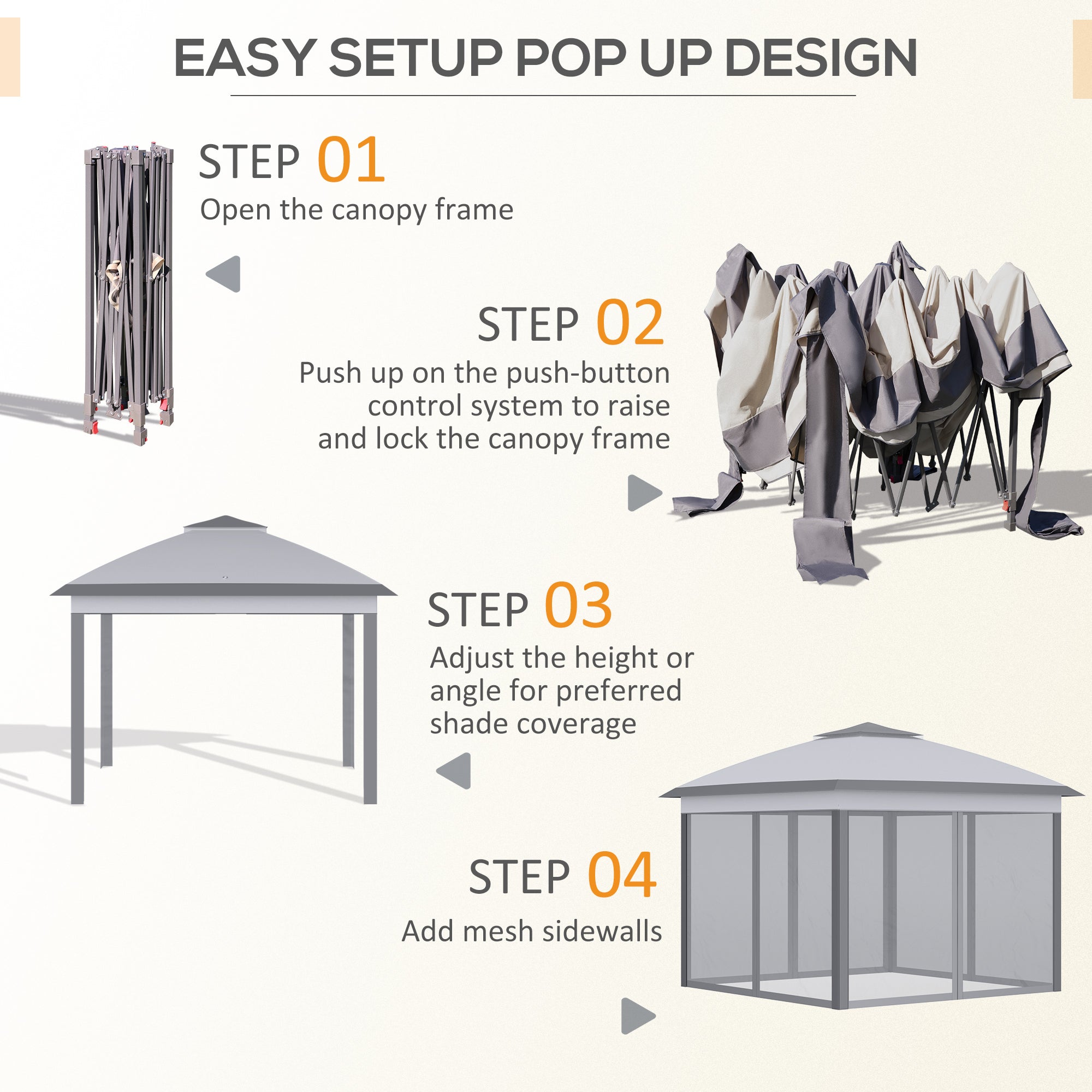 11' x 11' Double Roof Pop Up Gazebo with Mesh Walls and Carry Bag, Gray Pop Up Canopies   at Gallery Canada