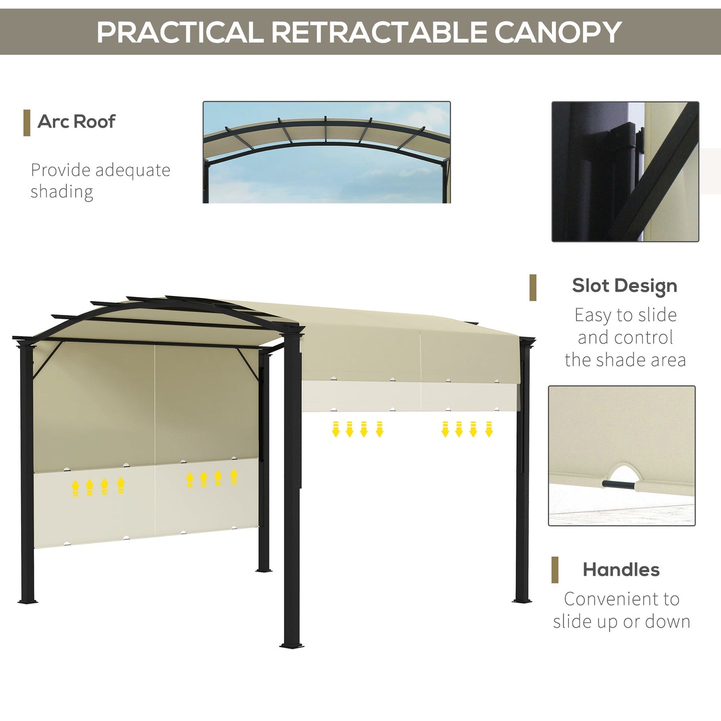 11' x 11' Retractable Pergola Canopy for Patio, Backyard, Beige Pergolas   at Gallery Canada