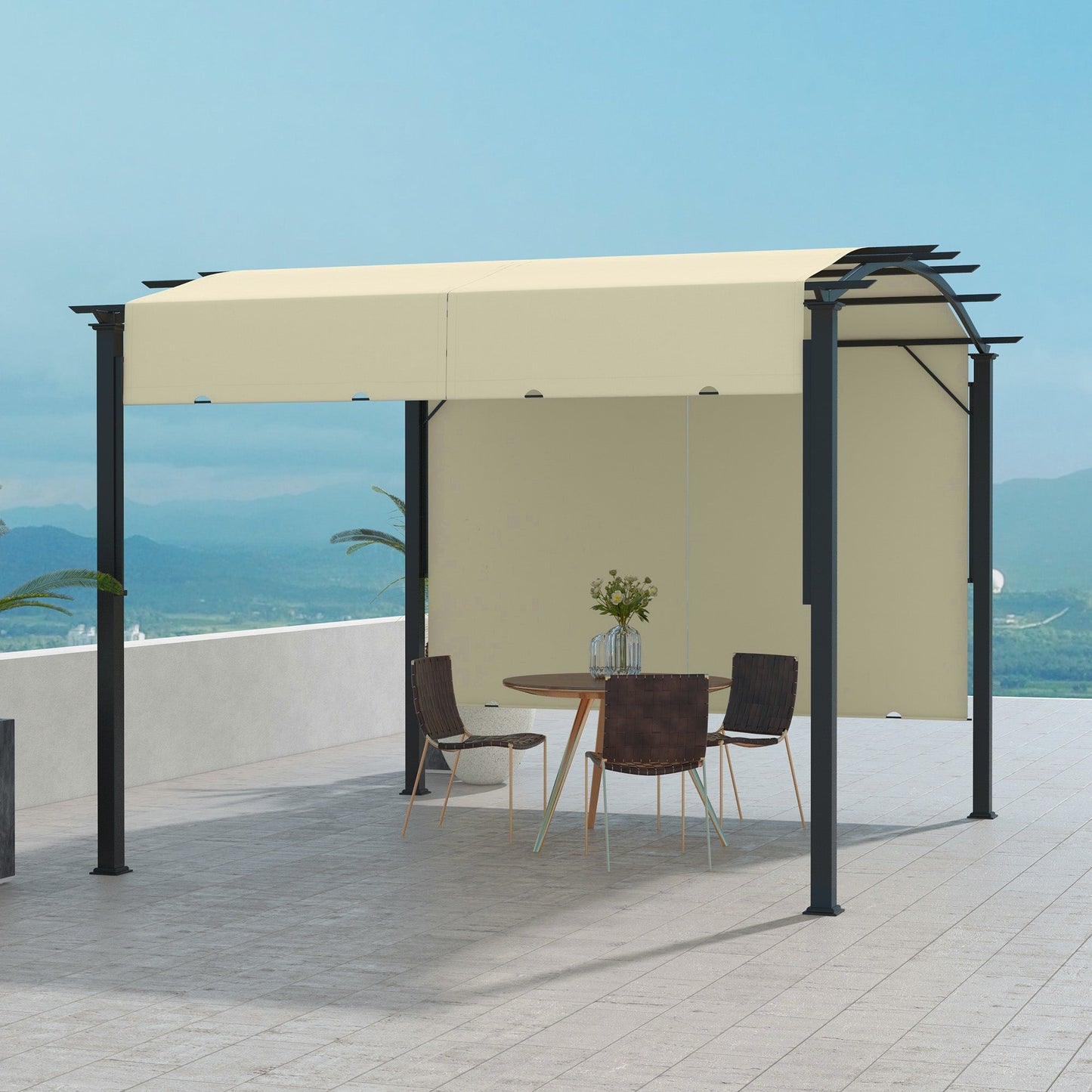 11' x 11' Retractable Pergola Canopy for Patio, Backyard, Beige Pergolas   at Gallery Canada