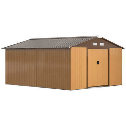 11' x 13' Practical Backyard Garden Storage Tool Shed Double Sliding Door 4 Ventilation Slots, Yellow Sheds Yellow  at Gallery Canada