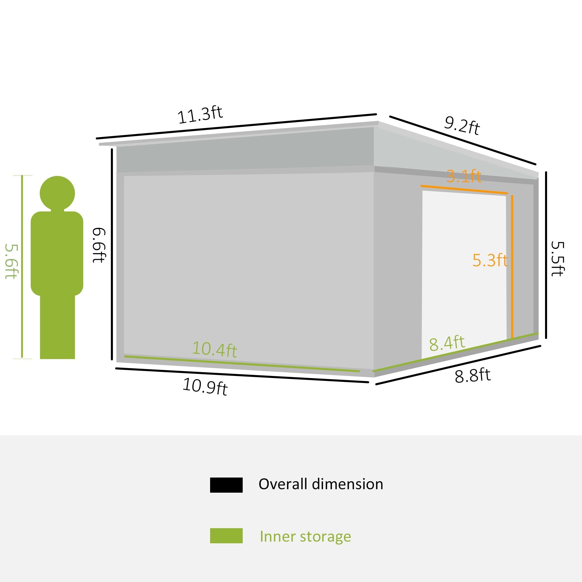 11' x 9' Steel Garden Storage Shed, Outdoor Metal Tool House with Double Sliding Doors &; 2 Air Vents, Grey Sheds   at Gallery Canada