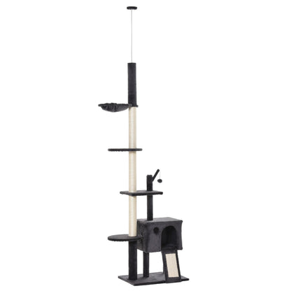 110" Floor-to-Ceiling Cat Tree Activity Center with Hammock and Scratching Post, Dark Grey Floor to Ceiling Cat Trees   at Gallery Canada