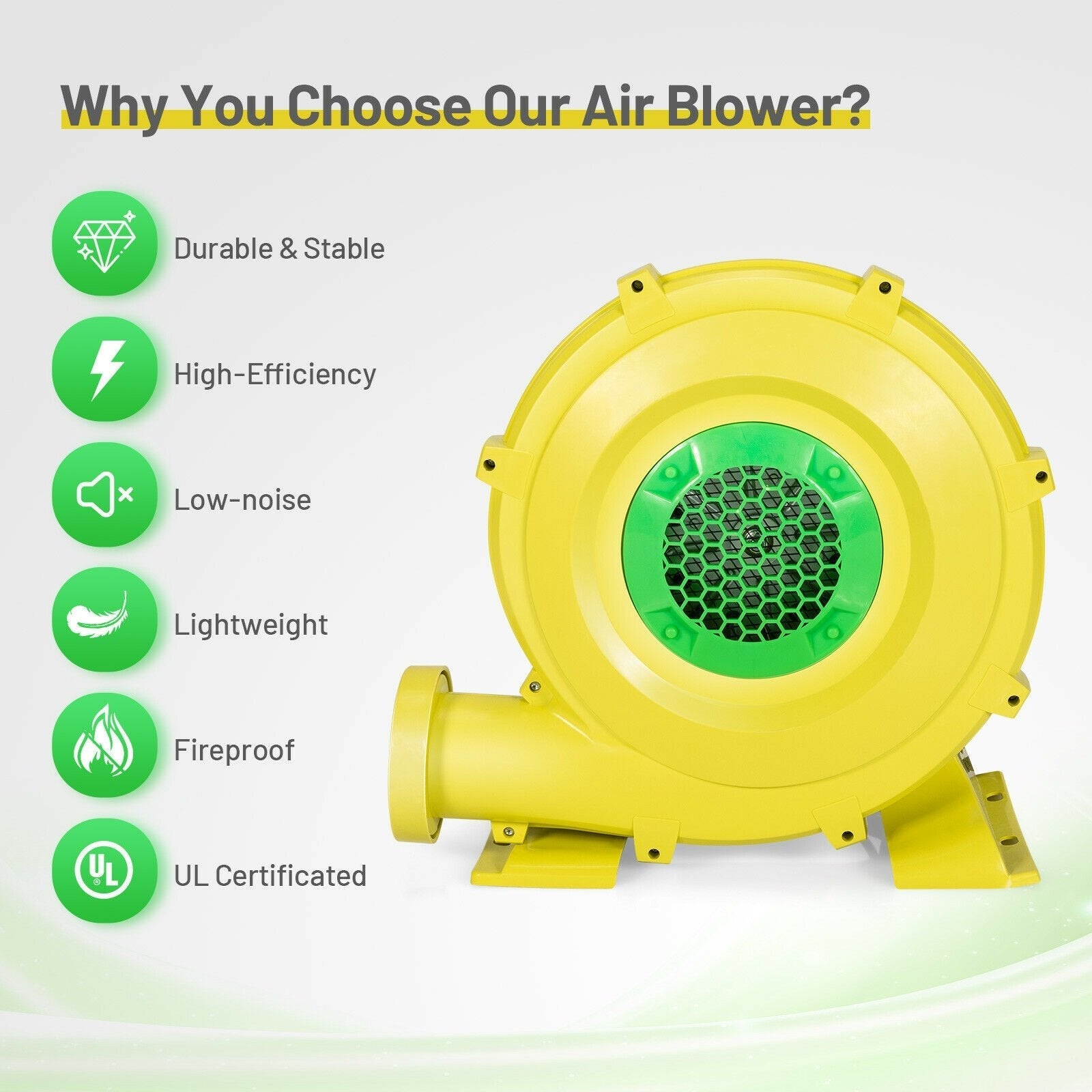 1100W Air Blower Inflatable Blower for Inflatable Bounce House, Yellow Air Blowers   at Gallery Canada